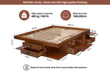 Funktionsbett Bali 160x200 cm - Bett mit Bettkasten und viel Stauraum - Inkl. Lattenrost